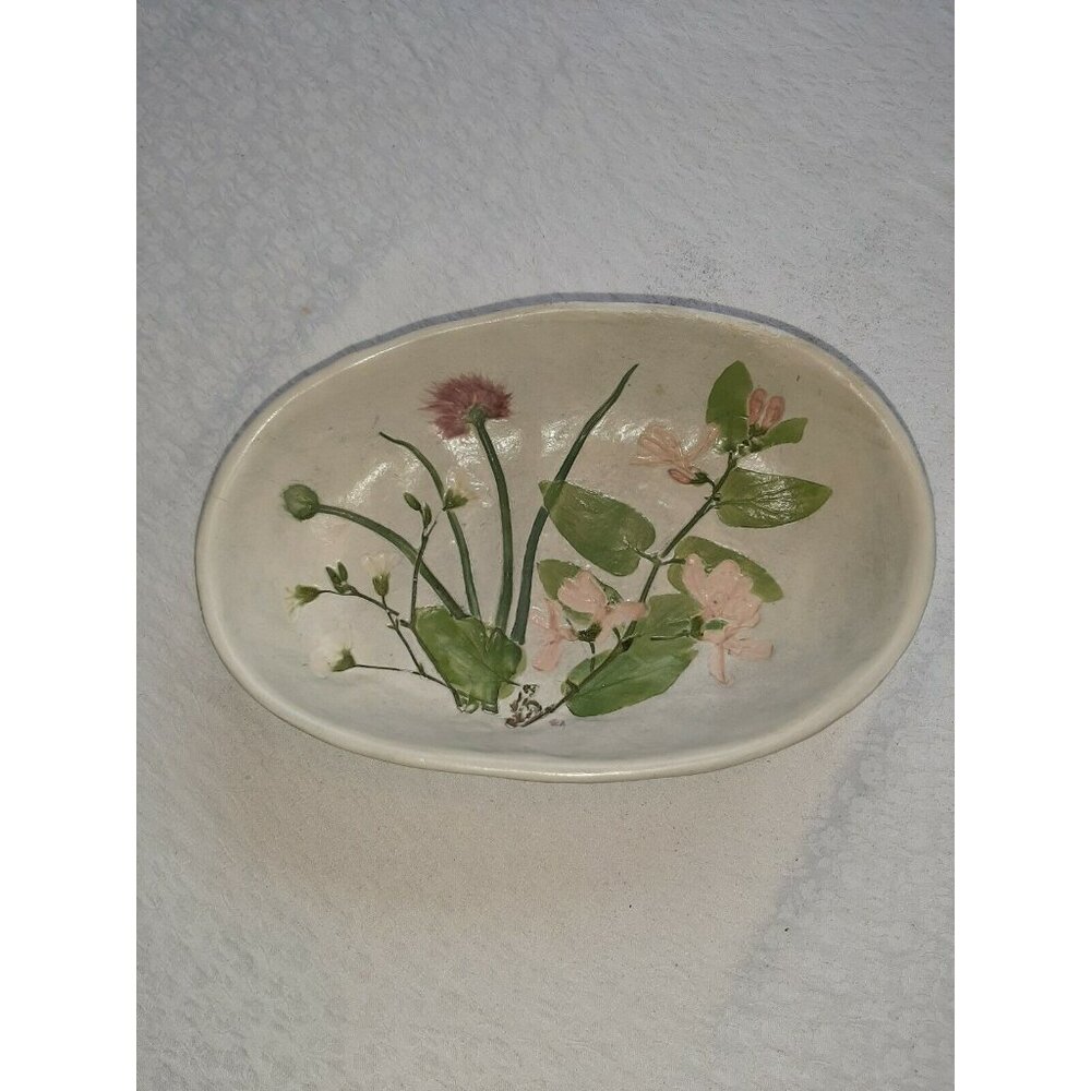 Vintage Salt Marsh Pottery Hanging Dish 1992 honeysuckle Dartmouth MA
